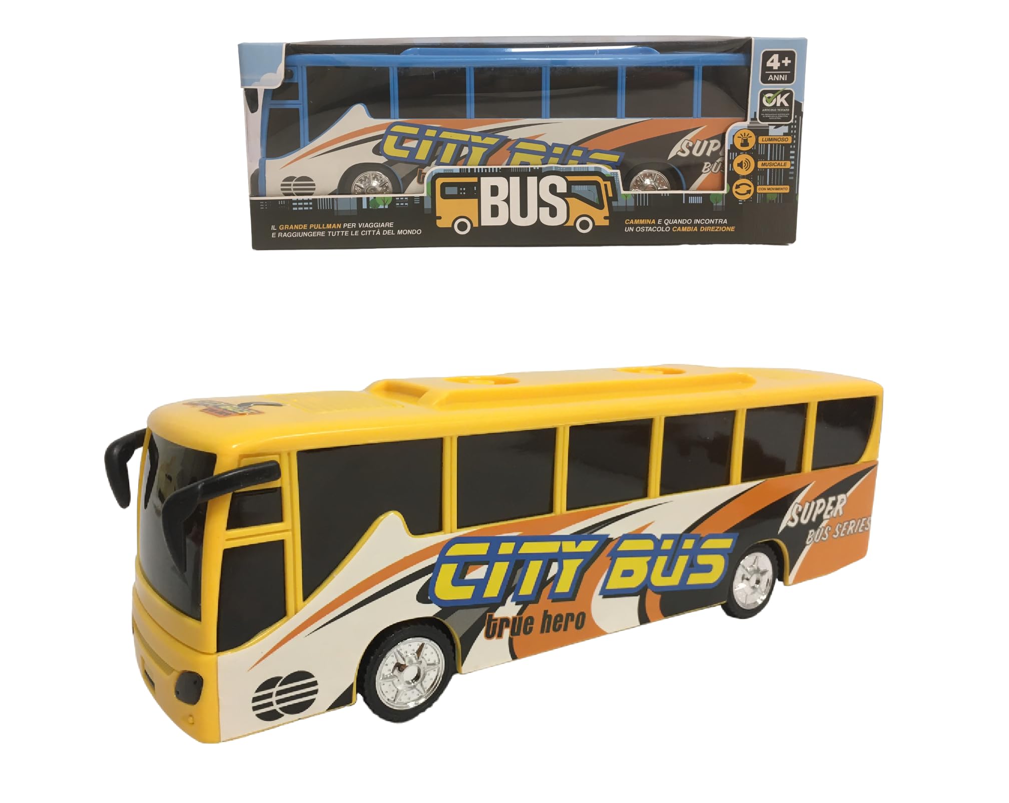 Autobus Giocattolo Grande Con Luci E Musica, In ABS Resistente, Apriporta Simulato - Per Bambini, Verde, 20 Cm