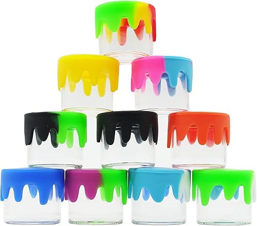 KUVIS Tarro hermético del concentrado del envase de la cera de cristal de 0.2 fl oz con el uso multi de la tapa del silicón (75)