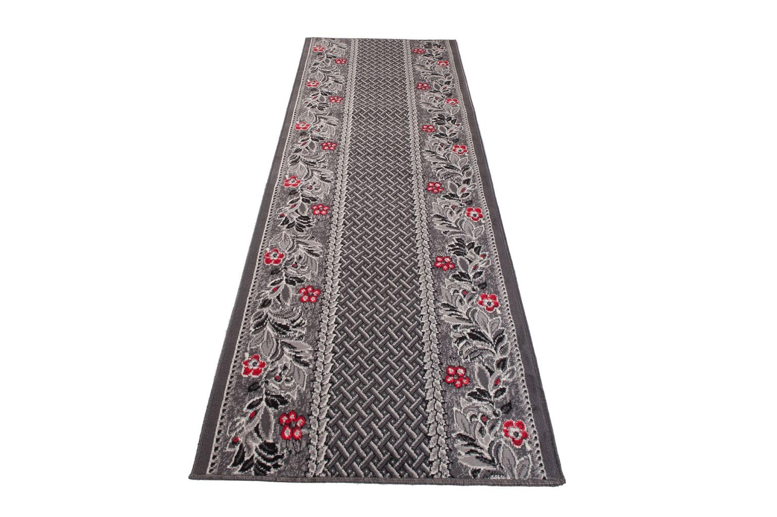 Mazovia Alfombra de Pasillo Larga - Design Geométrico - Moderno Pelo Corto - Alfombras de Pasillo por Metros - Alfombras para Pasillos Largos - Moqueta por Metros - Ancho 70 cm - Gris 70x225 cm