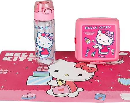Hello Kitty Lisansl  Beslenme Seti, 500 ml Tritan Matara, 2 Katl  Beslenme Kab  ve Beslenme  rt s