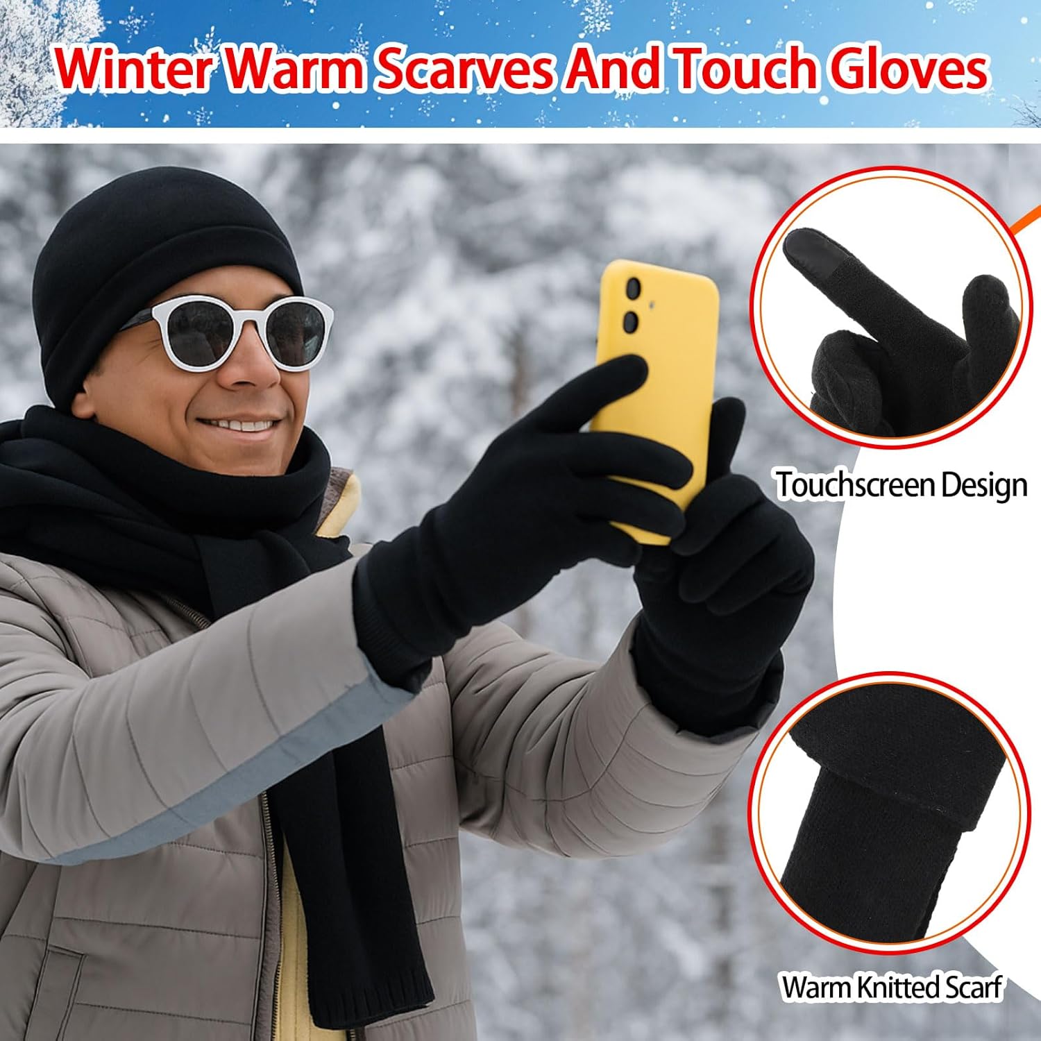 6 Pcs XL Electric Heated Fleece Vest for Men Women with 3 Levels, Beanie Scarf Gloves Socks Bag Set, Heating Outerwear Thermal Vest for Outdoor Hunting Skiing (Battery Not Included)