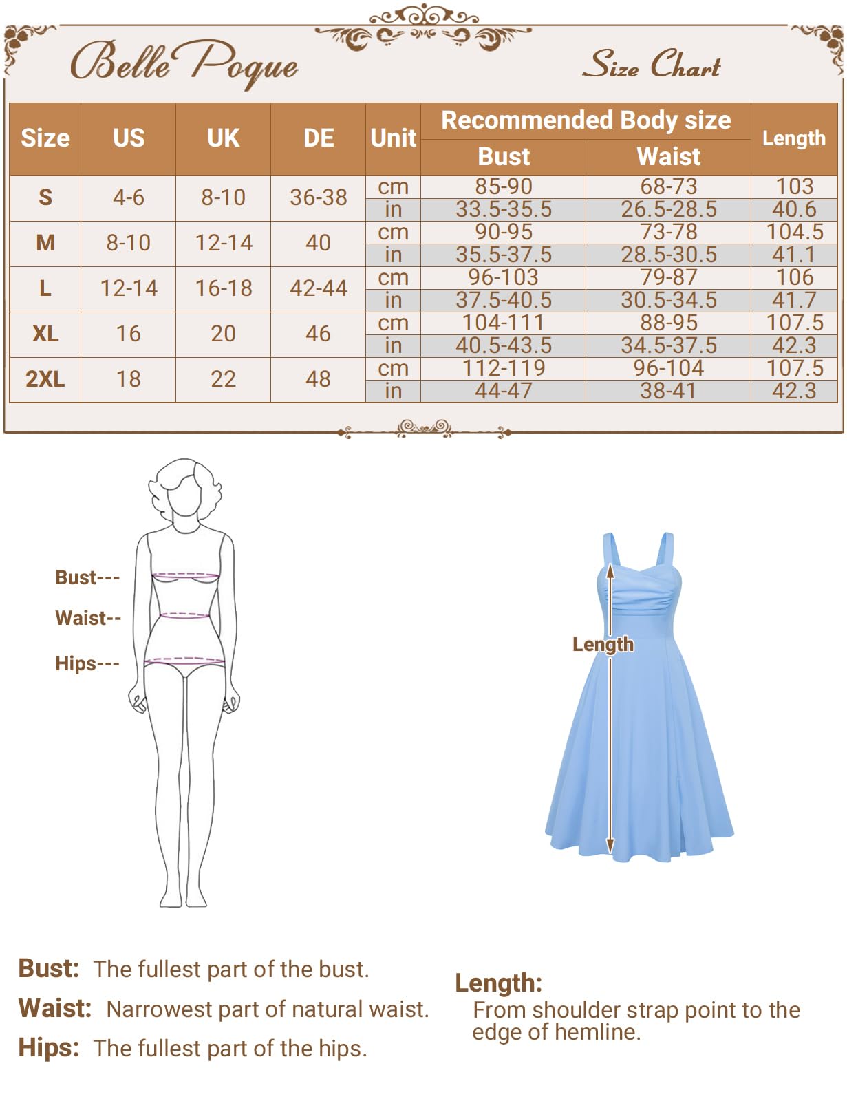 Belle Poque Damska sukienka w stylu vintage, spaghetti, sukienka w kwiaty, letnia sukienka z rozcięciem, sukienka na czas wolny z kieszeniami