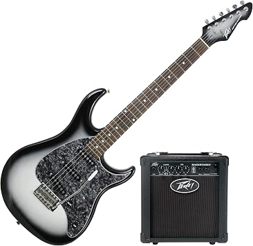 Peavey Raptor Custom Silverburst Electric Guitar With Backstage II Combo Guitar Amplifier