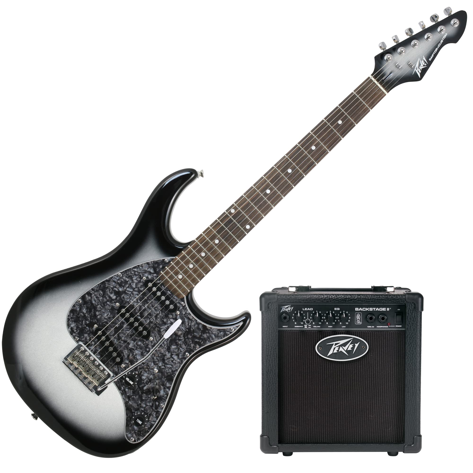 Peavey Raptor® Custom Silverburst Electric Guitar With Backstage® II Combo Guitar Amplifier