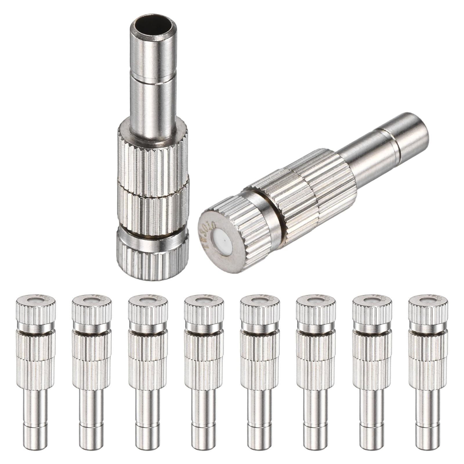 M METERXITY 10-Pack Brass Misting Nozzles, 0.012"/0.3mm Orifice Mister Replacement Heads with Filter Mesh for Cooling System/Landscaping/Humidification, 6mm Low-Pressure Fog Sprayer Nozzle