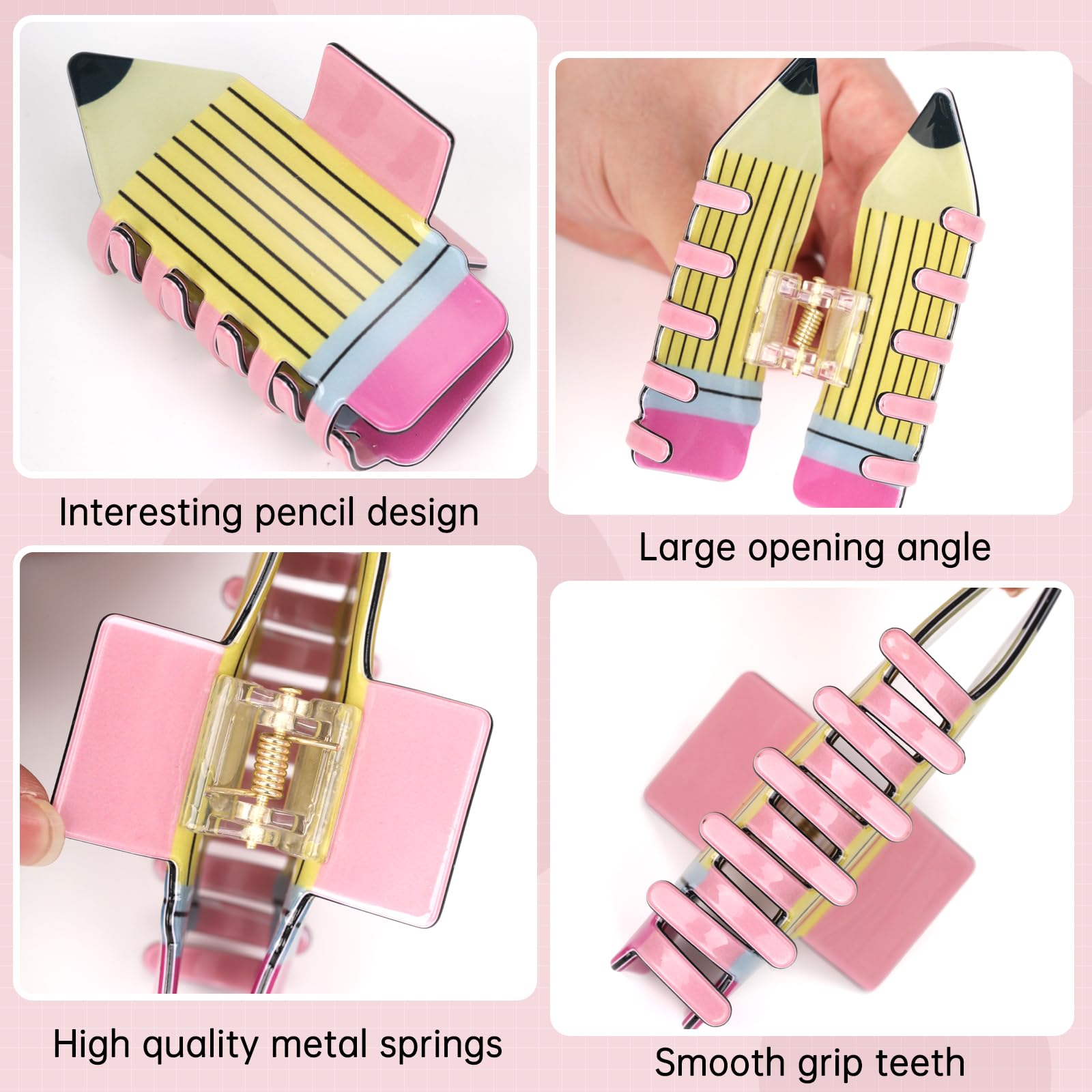 Amazon.com : 3Pcs Pencil Hair Claw Clips Funny Teacher Hair  display picture 1
