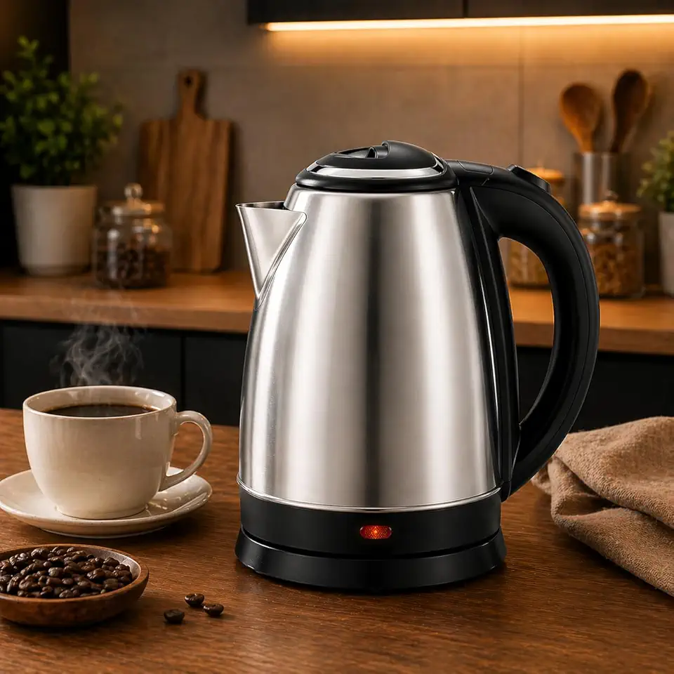 Chaleira Elétrica Inox 1,8L 1500W 120V Base 360° Desligamento Automático Aquecimento Rápido – Ideal para Chá, Café, Água Quente e Uso Diário Seguro
