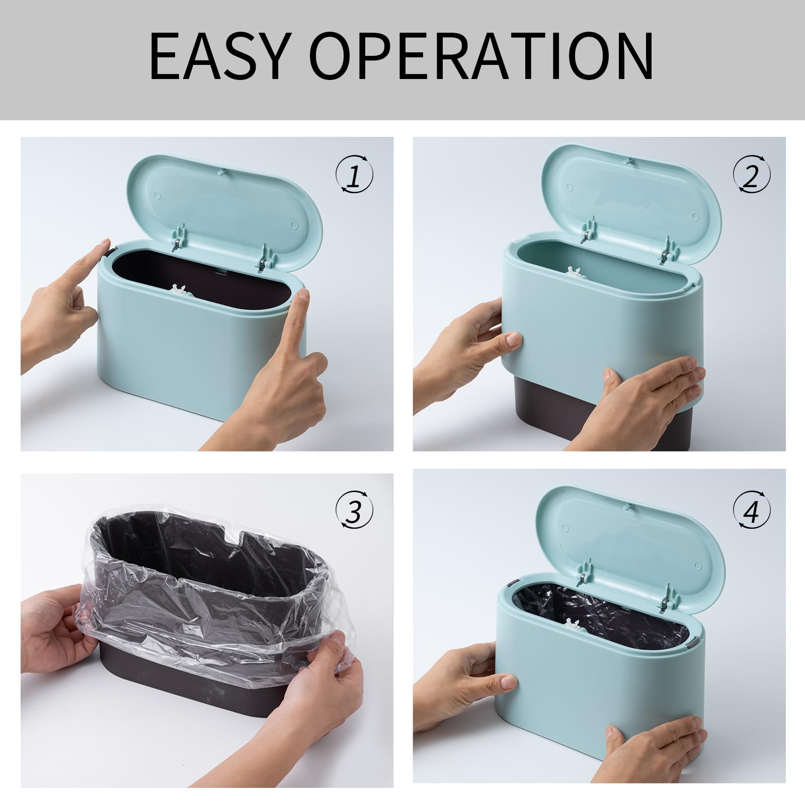 Niedlicher Mini-Mülleimer Für Schreibtisch & Auto – Pop-Up-Deckel, 14,5x14,5x15 Cm, Mit Müllbeuteln