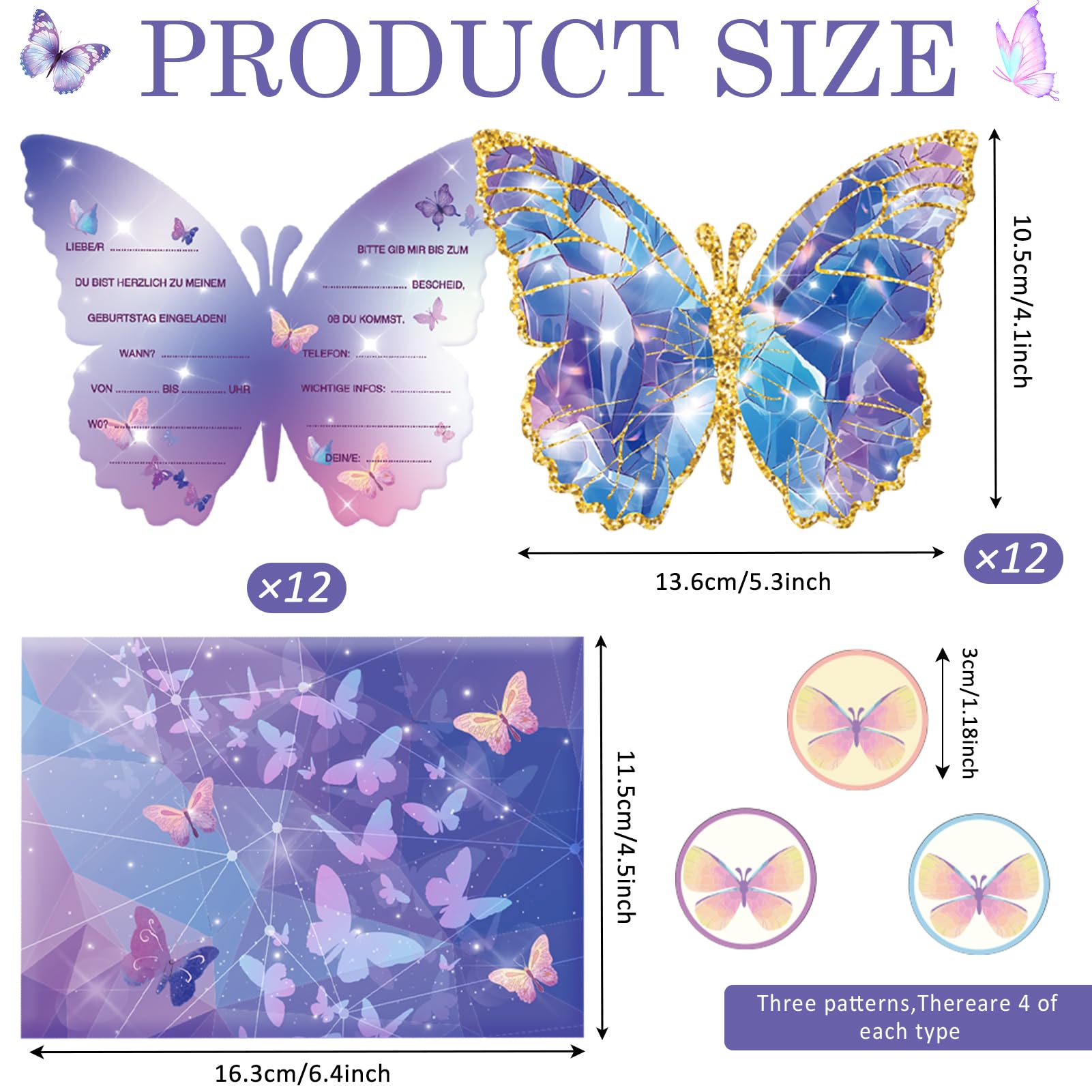 26pcs Sweet Girl Cartoon Butterfly Spring Flower biglietti d'invo a tema e buste Baby Shower festa di compleanno decorazioni per matrimoni  15