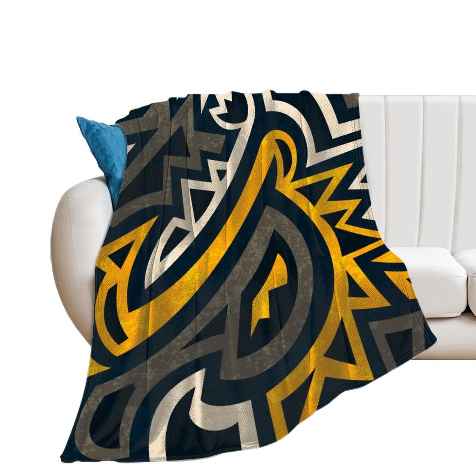 Couverture polaire géométrie flanelle douce jeté de canapé et plaid de lit 130x150cm