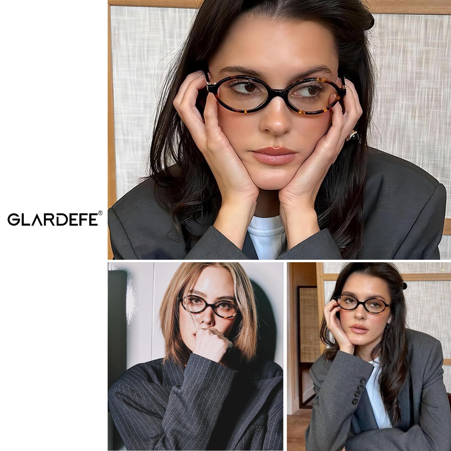 Gafas antiluz azul para mujer - Gafas de ordenador con bloqueo del 99% de la luz azul - Montura ovalada de moda
