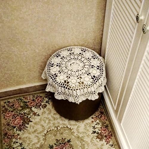 Miniatura 7 de Laivigo Tapones redondos hechos a mano de ganchillo de algodón con encaje, 22 pulgadas, color beige