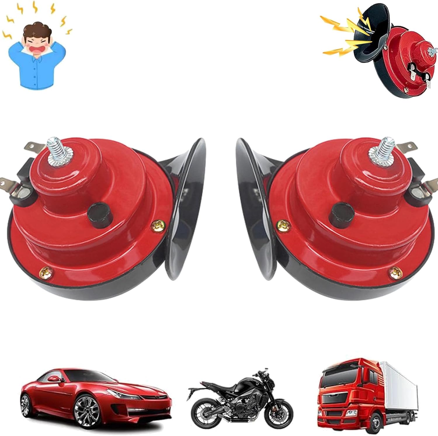 Mnsuid Brake Horn Prank Trailer Plug, 300db car horn 12v