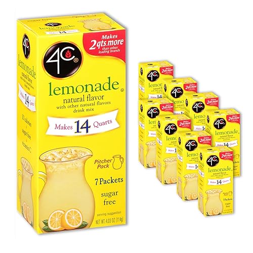 4C Paquetes de jarra, paquete de 8 limonadas, hace 14 cuartos de galón, mezcla de bebida en polvo sin azúcar, sabores refrescantes de agua, hace 2