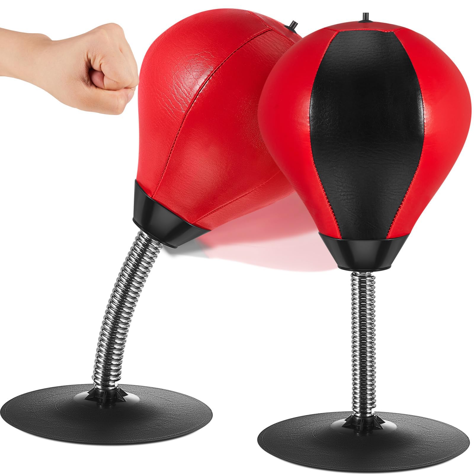 TERRIFI Desktop Punching Bag, Boxing with Suction Cup Heavy Duty, Desktop Punching Bag Gag, Stress Buster Relief Free Standing for Boys Him Father Kids Girls, Adults, Red and Black