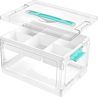 Vtopmart 24 QT Clear Plastic Craft Organizers and Storage Box with Removable Trays and Dividers,Art Supply Organizers and Storage,Ideal Containers for coloring Books,Toys,Craft Supplies,1 Pack