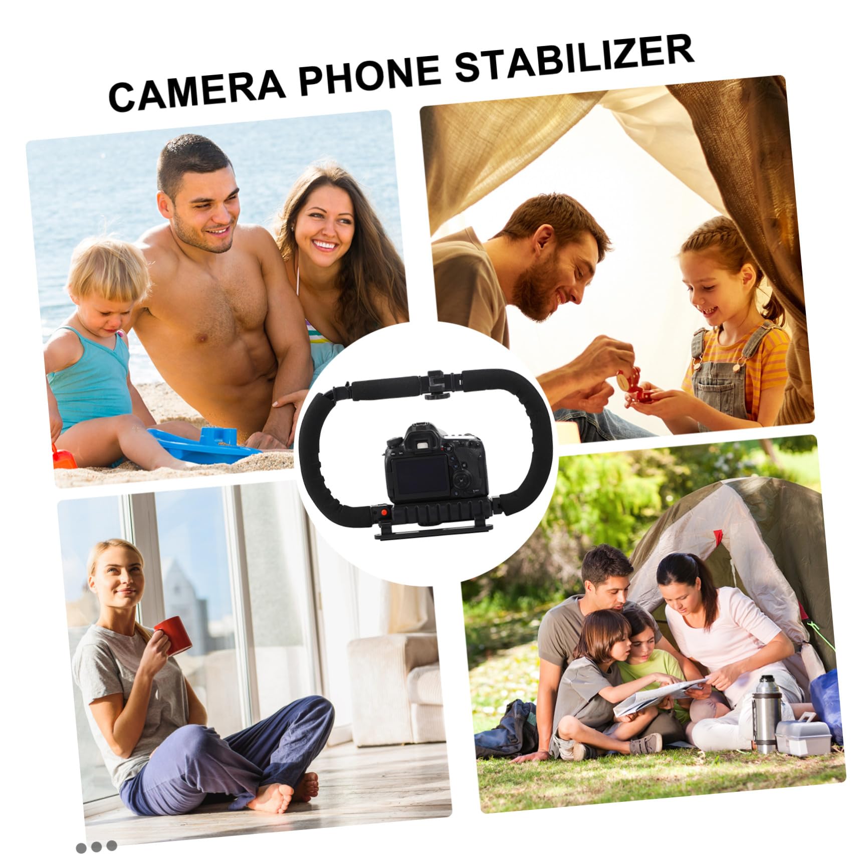 ULTECHNOVO Estabilizador de Cámara Portátil para Cámaras DSLR y Dv Mango de Esponja Antideslizante y 3 Puertos Zapata Fría para Montaje de Iluminación