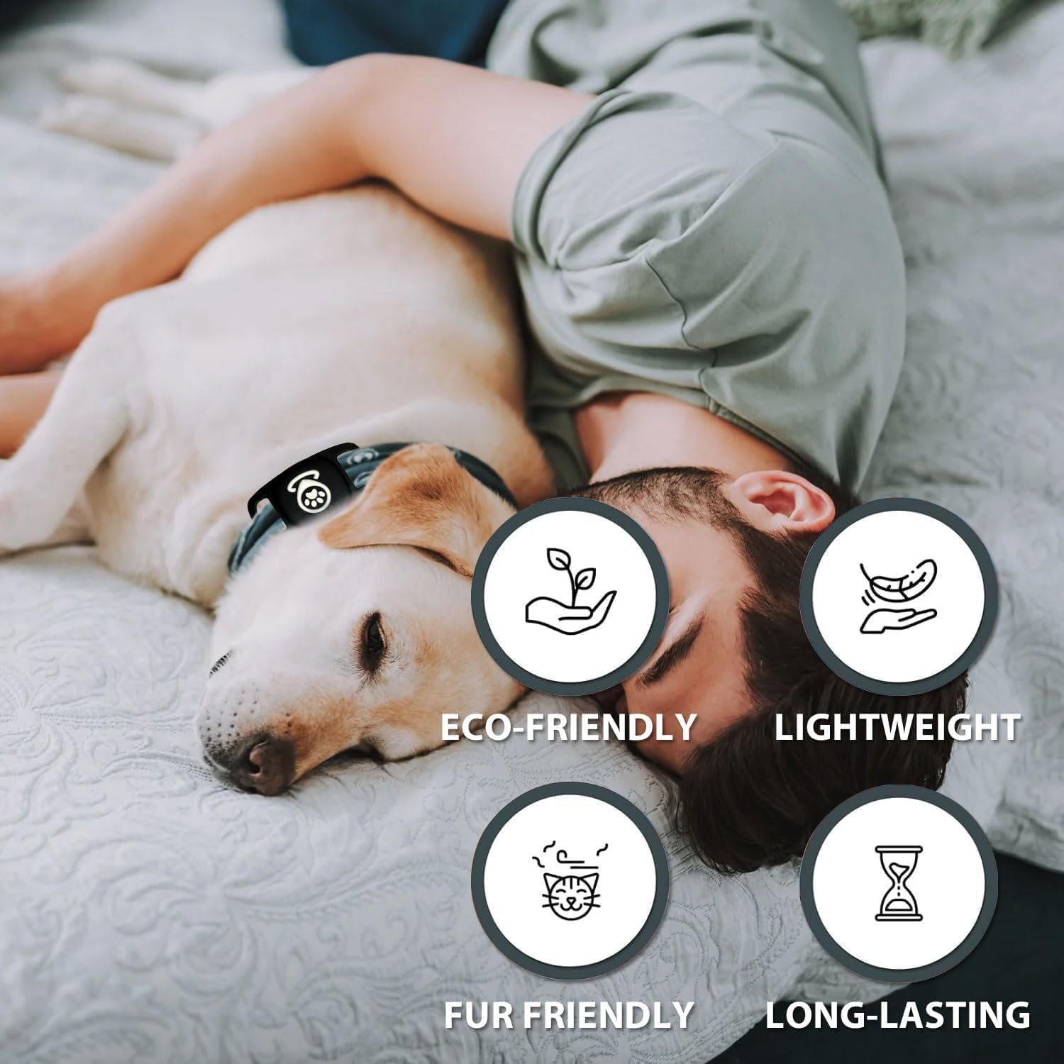 Tracker Dog, inteligentny tag z rozszerzonym zasięgiem, działa płynnie z aplikacją Find My, lokalizator psa bez subskrypcji, nie lokalizator GPS psa (czarny), tylko iOS