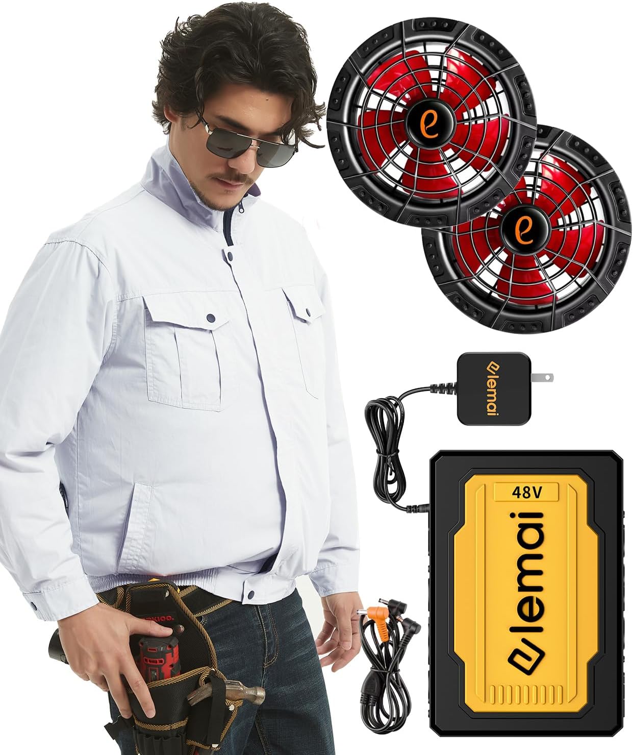elemai 空調服 ファン＆バッテリーセット Amazon.co.jp: フアン付き作業服対応 30000mAh 業界超高電圧出力
