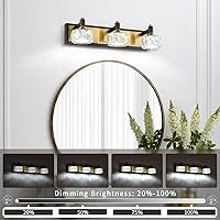 Vista 4 de Modern Black Gold Bathroom Vanity Light Fixture 3-Light Dimmable LED Crystal Vanity Light for Over Mirror, Stylish Bath Wall Lights in Black and