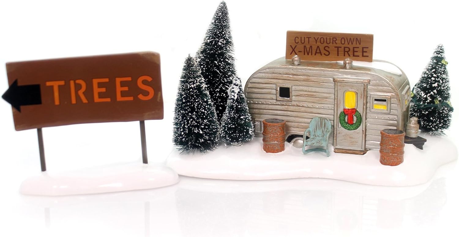 Amazon Com Department 56 Snow Village Christmas Vacation Griswold Family Buys A Tree Lit House Home Kitchen