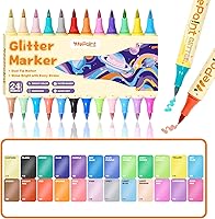 Vista 8 de WePaint 24 Colors Glitter Brush Marker Pens, Glitter Pens Set 12 Pack Sparkle Pens Metallic Marker for Adults DIY Crafts, Writing, Card Making