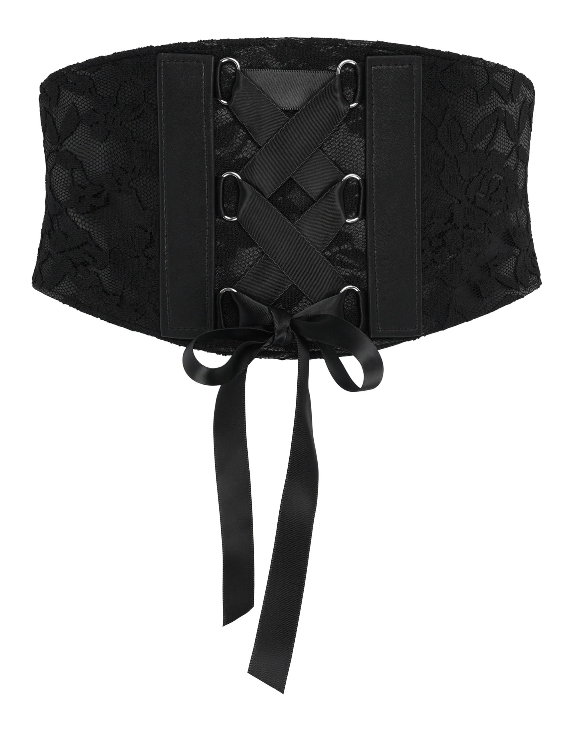 BlackButterfly Wide Corset Waspie Elastic Lace Belt (Black, XXL)