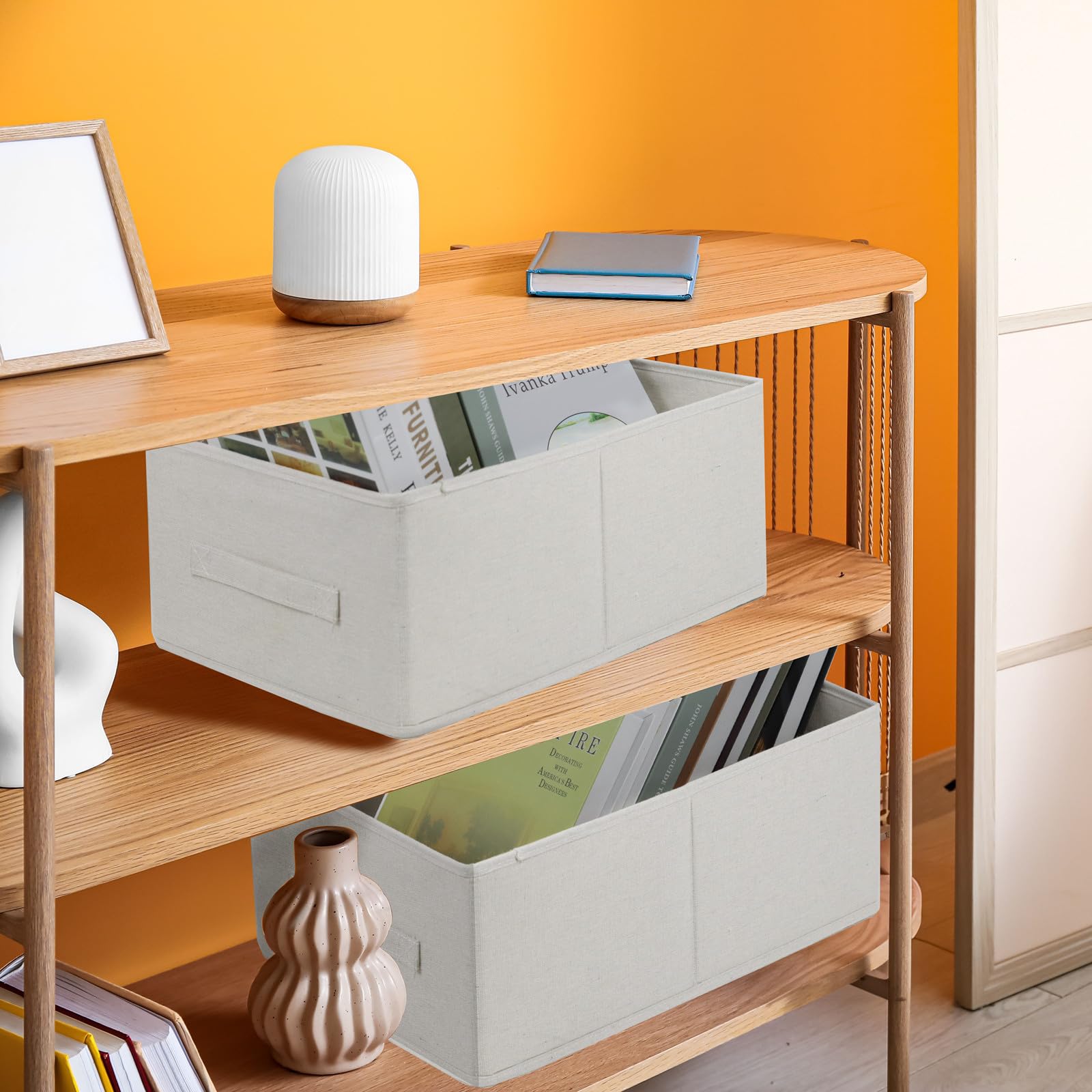 Aufbewahrungskörbe aus Stoff, faltbare Aufbewahrungskörbe für Regale, dekorative Leinen-Schrank-Organizer und Aufbewahrung, Aufbewahrungsbox für die Organisation von Kleidung, Spielzeug, Speisekammer