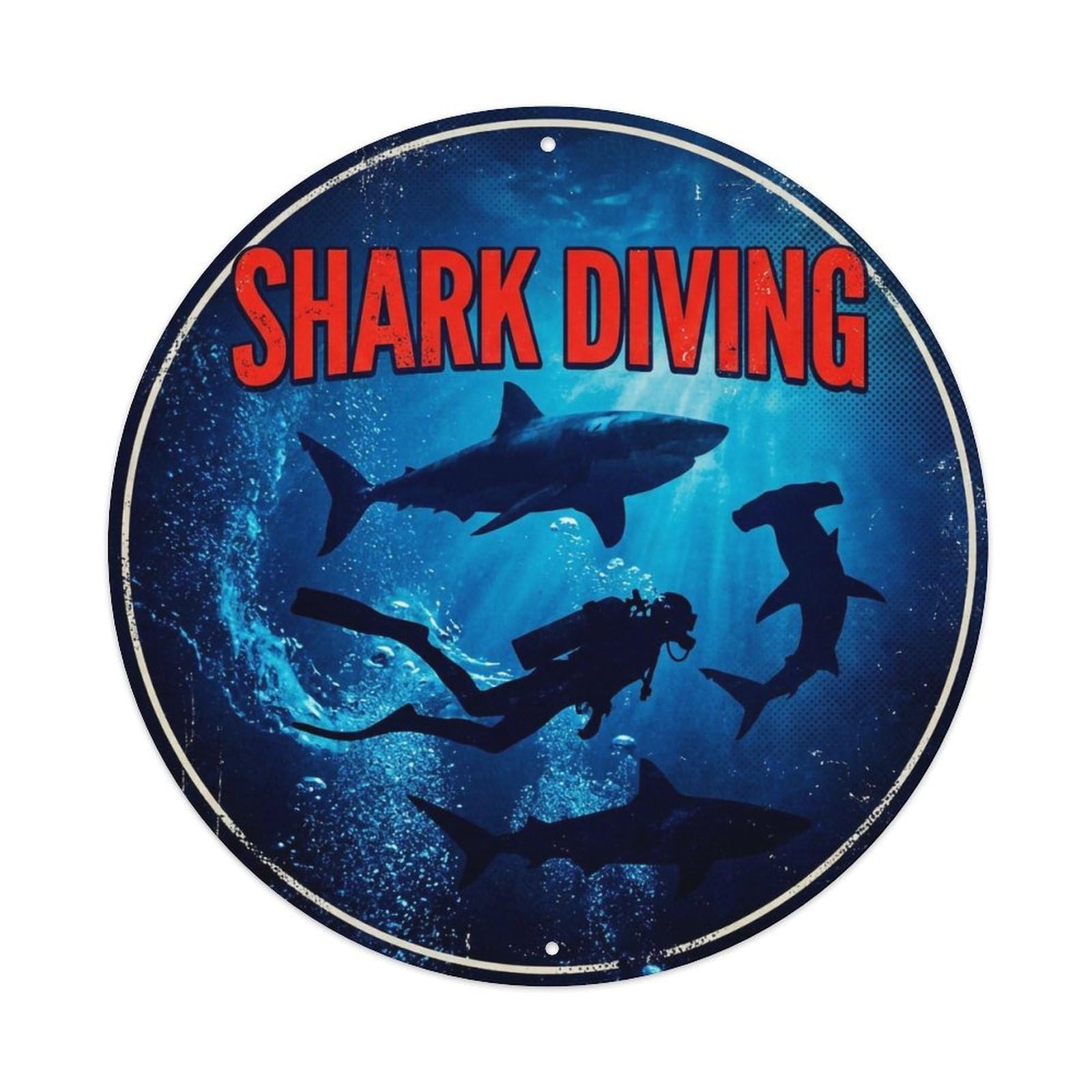 Vintage Shark Diving Extreme Sports Metal Tin Sign