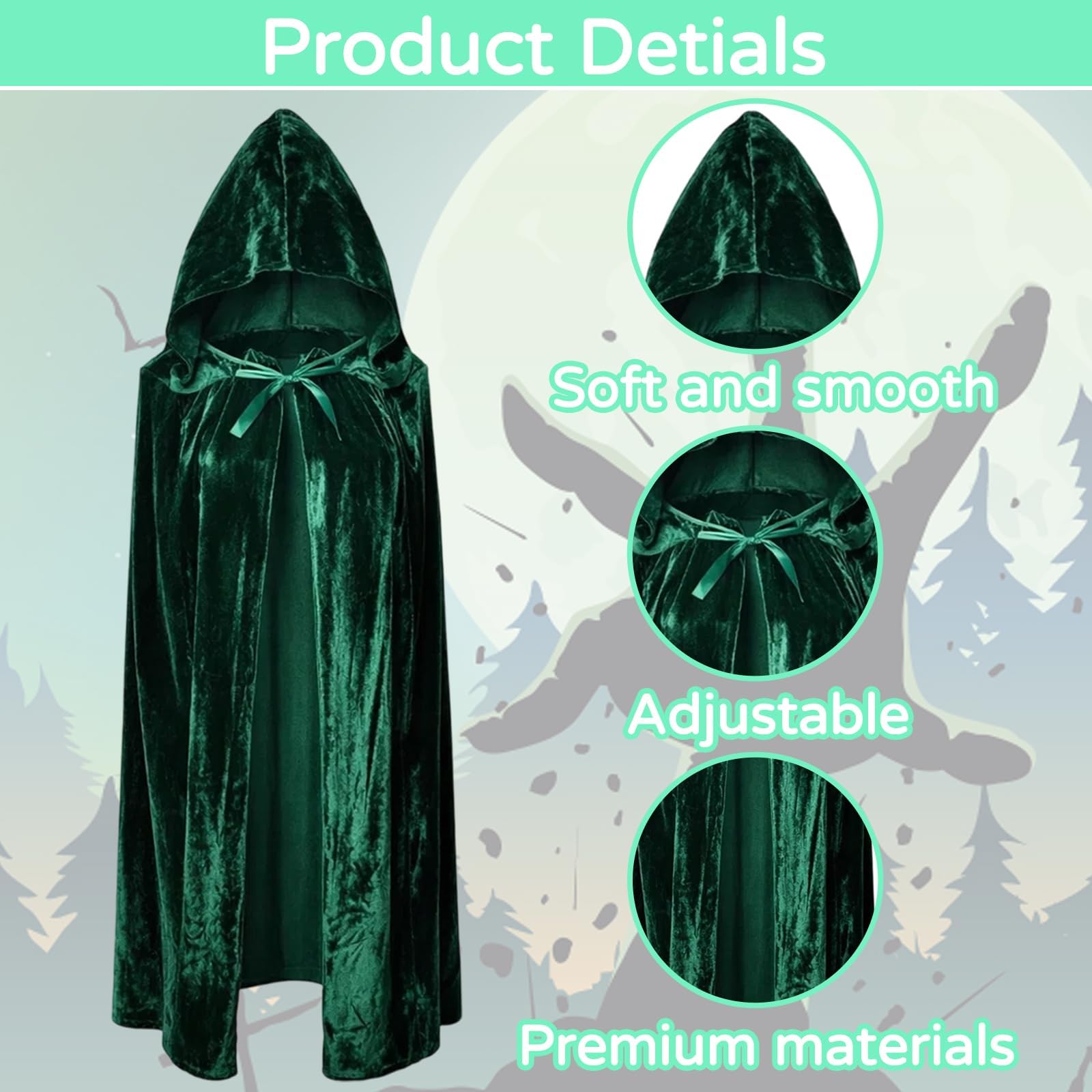 1 Piece 150 cm Green Cape - Image 3