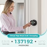 Fingerprint Smart Door Knob with Fingerprint & Keypad, App Controlled Biometric Keyless Entry Door Lock for Bedroom, Storage Room, Apartment，Office, Hotel(Black)-HL-7