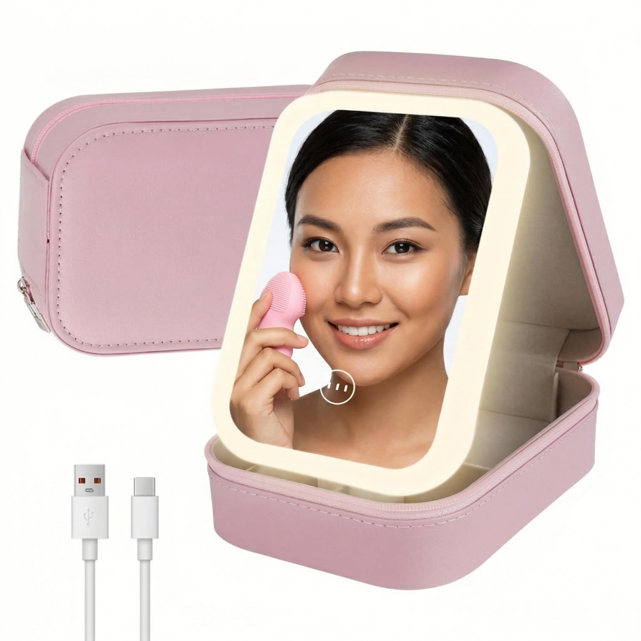 ZEXREL Makeup Vanity Mirror with LED Light | Trifold Touch Screen
