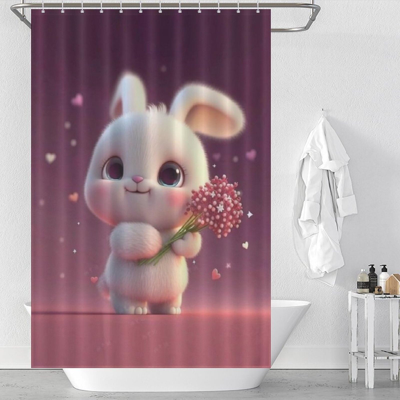 Rideau douche lapin lavable pour éliminer les éclaboussures sur le carrelage
