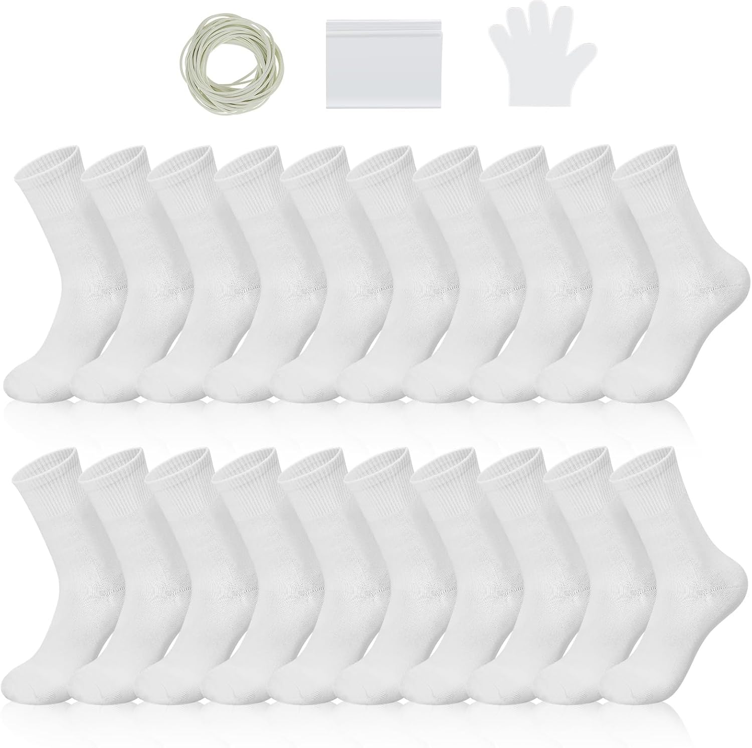 Silkfly White Cotton Socks for Tie Dye White Crew Ankle Socks Tie Dye kit Party Supplies(Medium,40 Pairs)