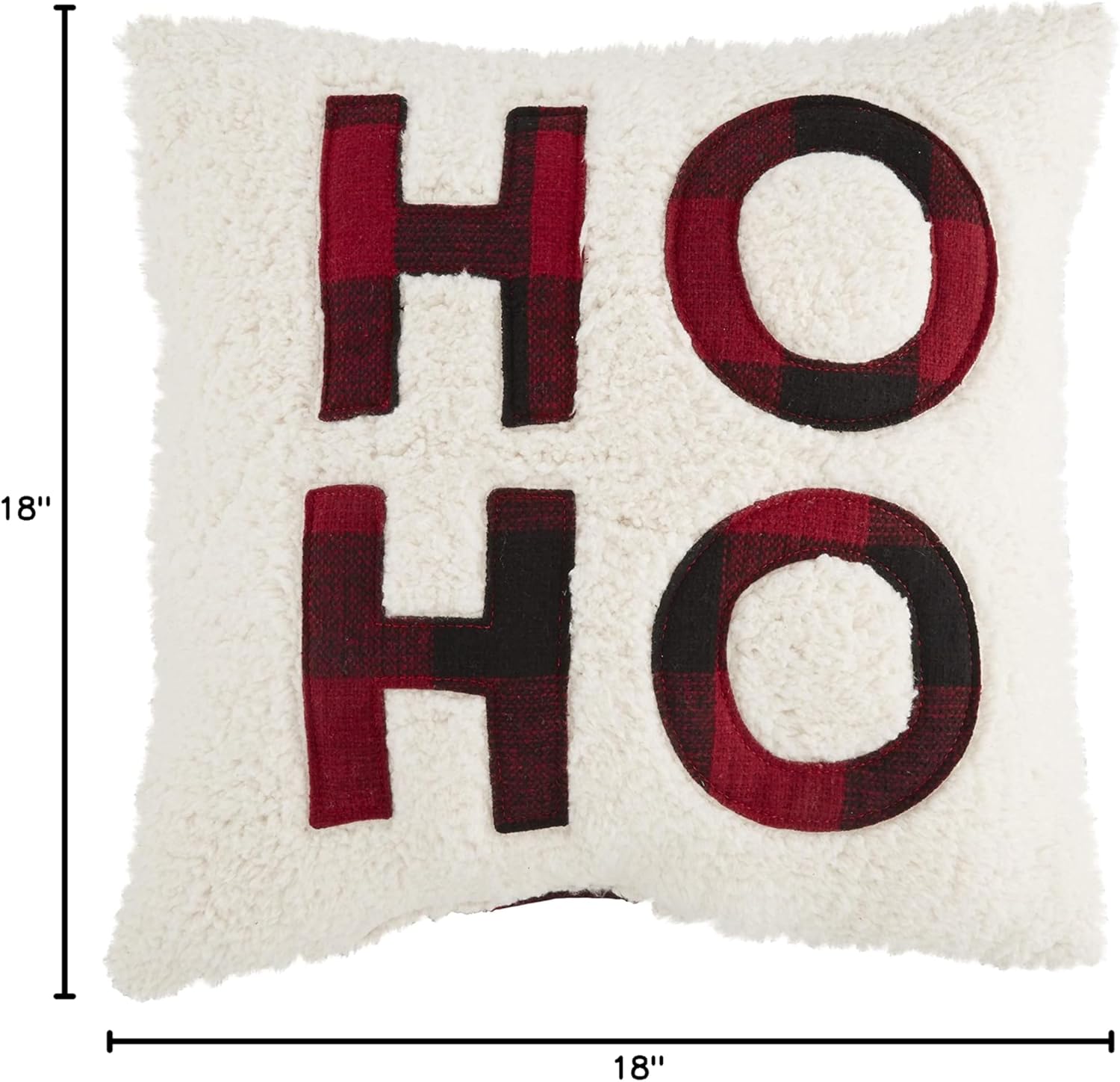 Mud Pie Fuzzy Christmas Pillow, Ho Ho, 18" x 18"