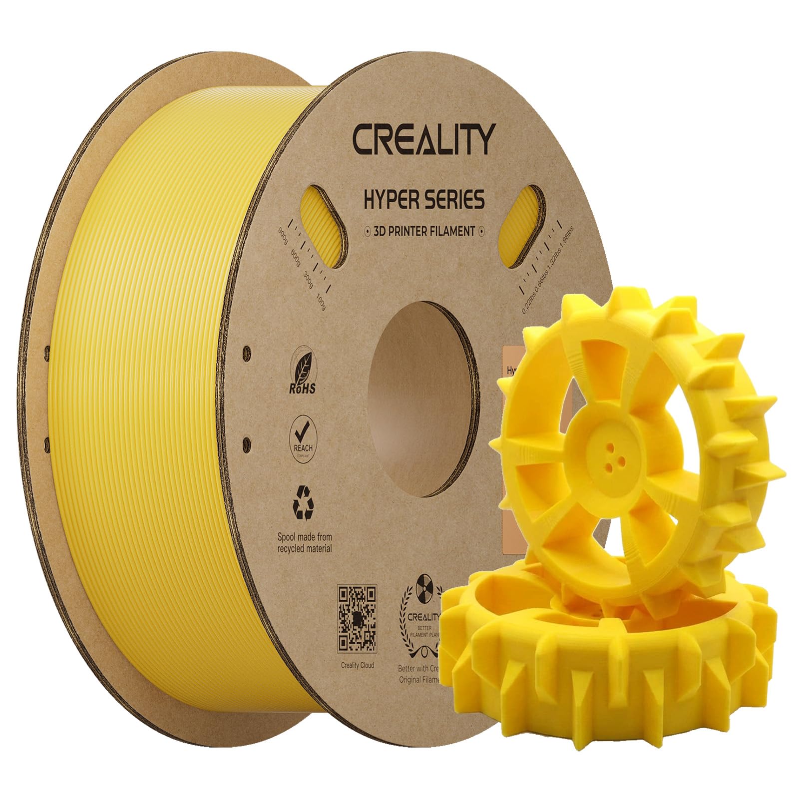 Creality ABS 3D Printer Filament 1.75mm 1KG, Yellow, 1-Pack