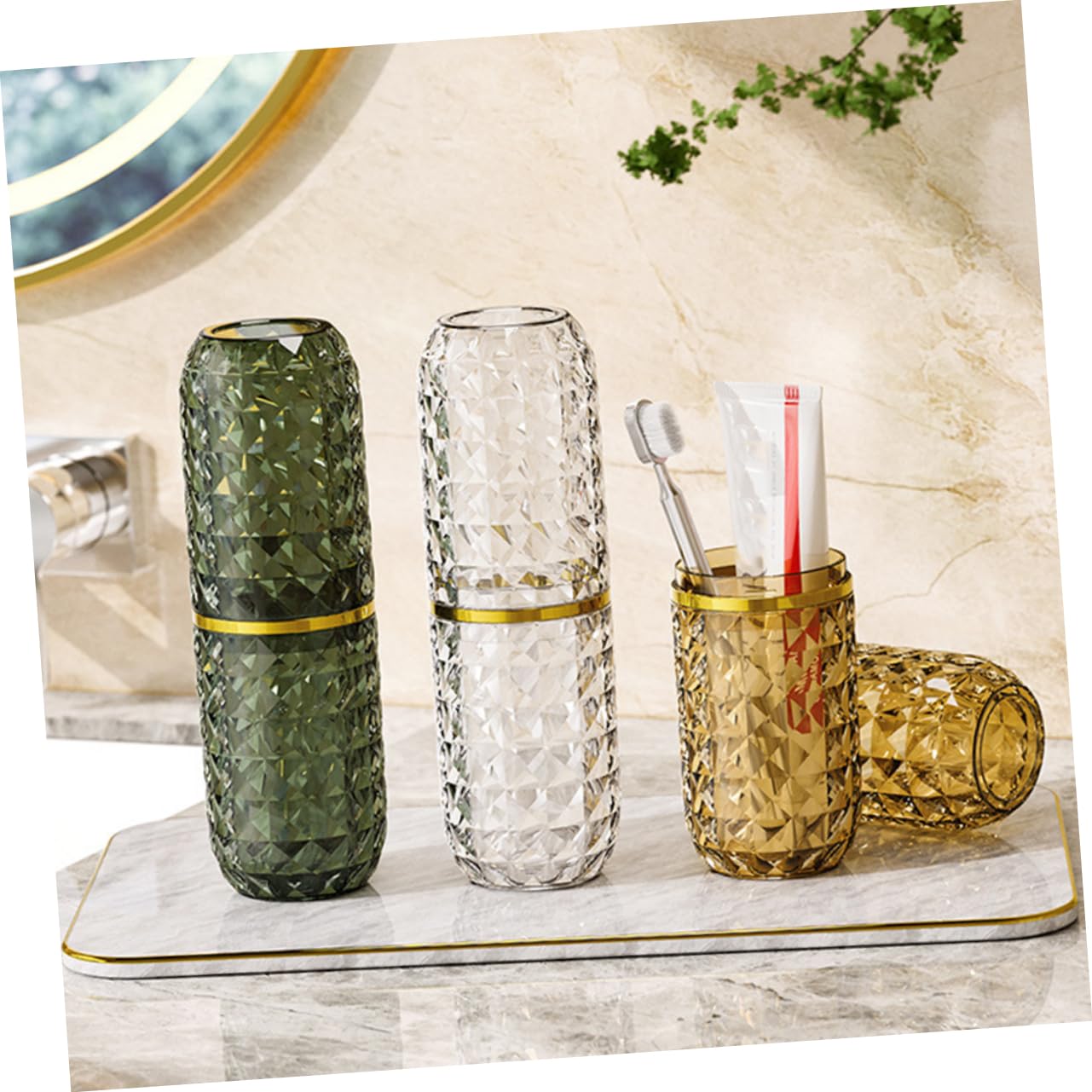 BESTOYARD 3pezzi Portaspazzolino Da Viaggio Organizer Per Bagno Contenitore Per Spazzolino e Dentifricio Design Elegante e Portatile Per Famiglie e Viaggi