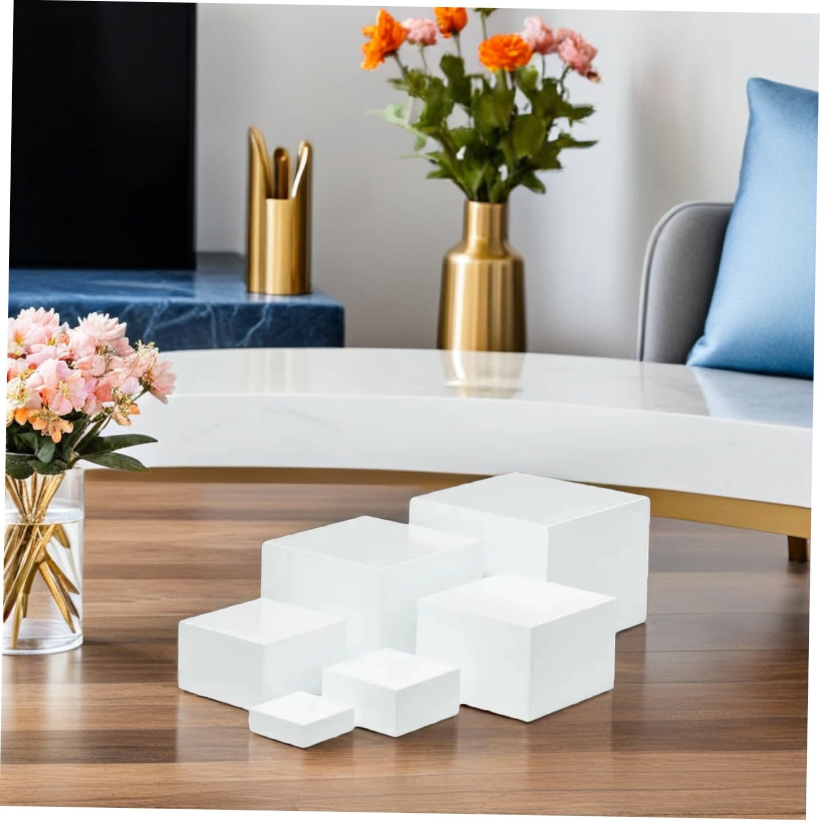 Ciieeo Alzate da Tavolo in Plastica Bianco 6 Pezzi Cubo Multifunzionale per Dessert e Pasticceria per Matrimoni e Feste