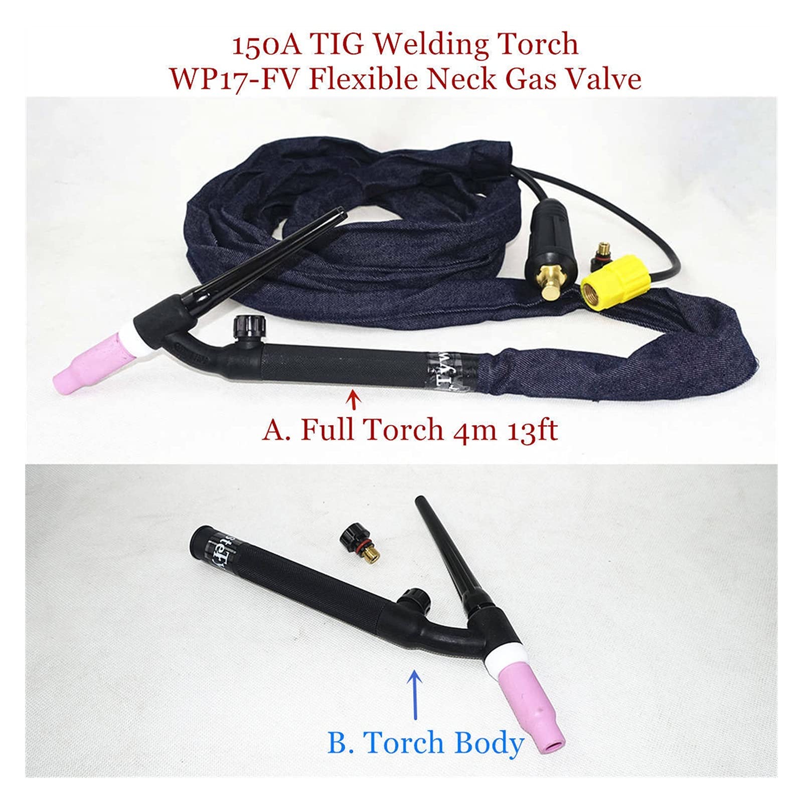 Spawarka 15. 0A TIG. Spawarka WP17-FV. Elastyczny zawór gazowy szyi GTAW. Pistolet spawalniczy łuku gazowego ARGON ARC chłodzony WP17 TIG. Pochodnia (Size : B. Torch Body)