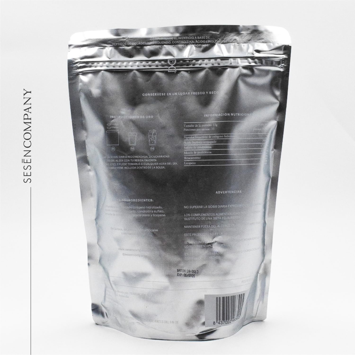 Sesen Péptidos de Colágeno Hidrolizado en Polvo 500g, Colágeno Tipo 1, 2 y 3 Bioactivo para Articulaciones, Pelo y Piel, Collagen Peptides Powder, Doble Hidrólisis para Mejor Absorción