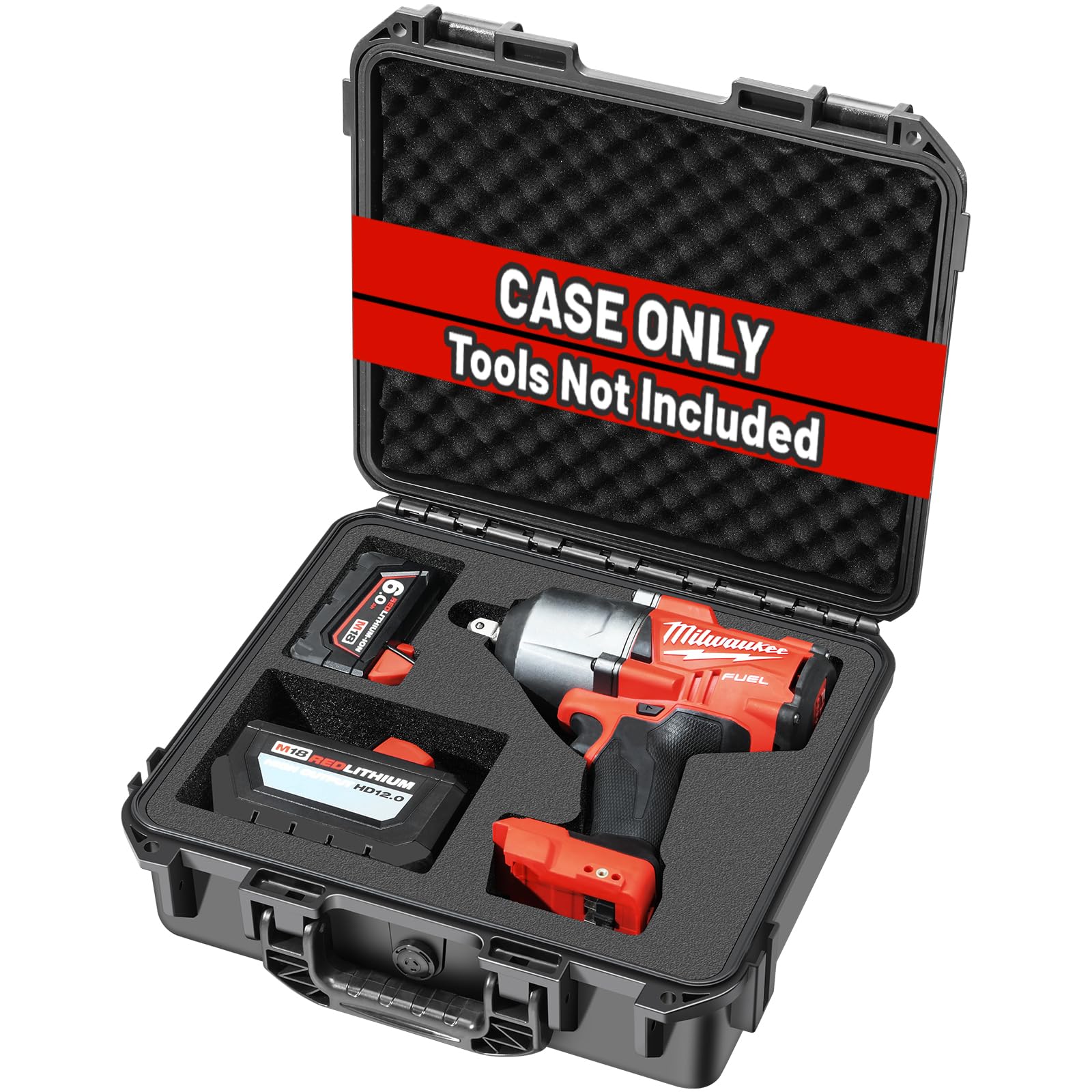 Case for Milwaukee M18 Impact and Torque Wrench - Waterproof Hard Tool Box for Milwaukee Set, Power Tool Combo Kit Bag for 18V 20V 2/1 3/4 3/8 Cordless Torque Wrenches/Battery (Case Only)