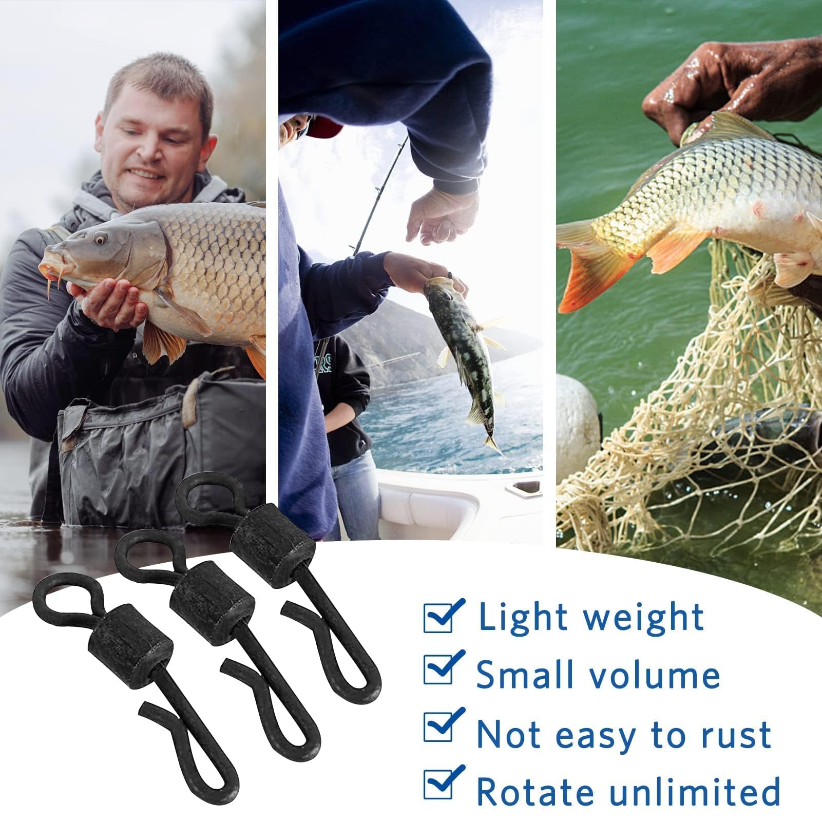 25 Pezzi Girelle da Pesca,Terminale Connettore Girevole a Forma di Q Terminali da Carpfishing,Clip da Pesca alla Carpa,Girelle Pesca con Bottoni a Pressione Connettore in Acqua Dolce o Acqua Salata