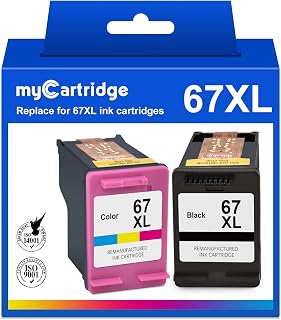 myCartridge 67XL Remanufactured Ink Cartridge Replacement for HP 67XL (1 Black, 1 Tri-Color) for DeskJet 2755 2752 1255 DeskJet Plus 4155 4158 4140 Envy 6455 6052 6458 6055 Printer 67XL Ink Cartridge