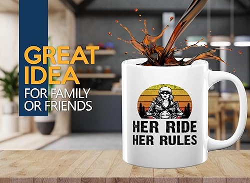 Miniatura 2 de Lady Biker Coffee Mug 11oz White -Her Ride her Rules - Sport Biker Motorbike Riding Hobby Racer Enthusiasm Off Road Activity