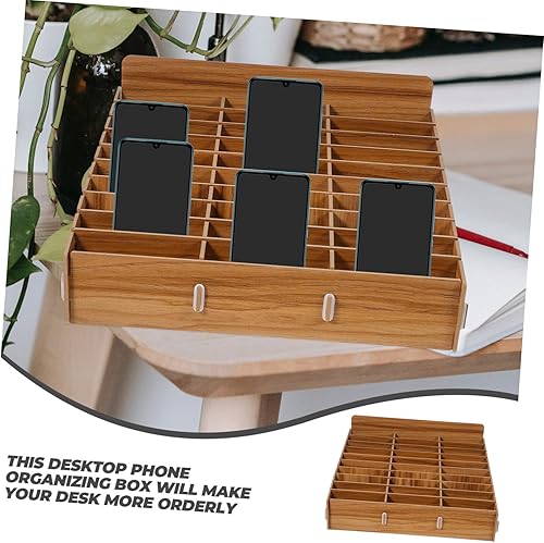 Miniatura 4 de KICHOUSE Caja de almacenamiento para teléfono móvil, contenedor para teléfono celular, soporte para teléfono celular, organizador de madera para