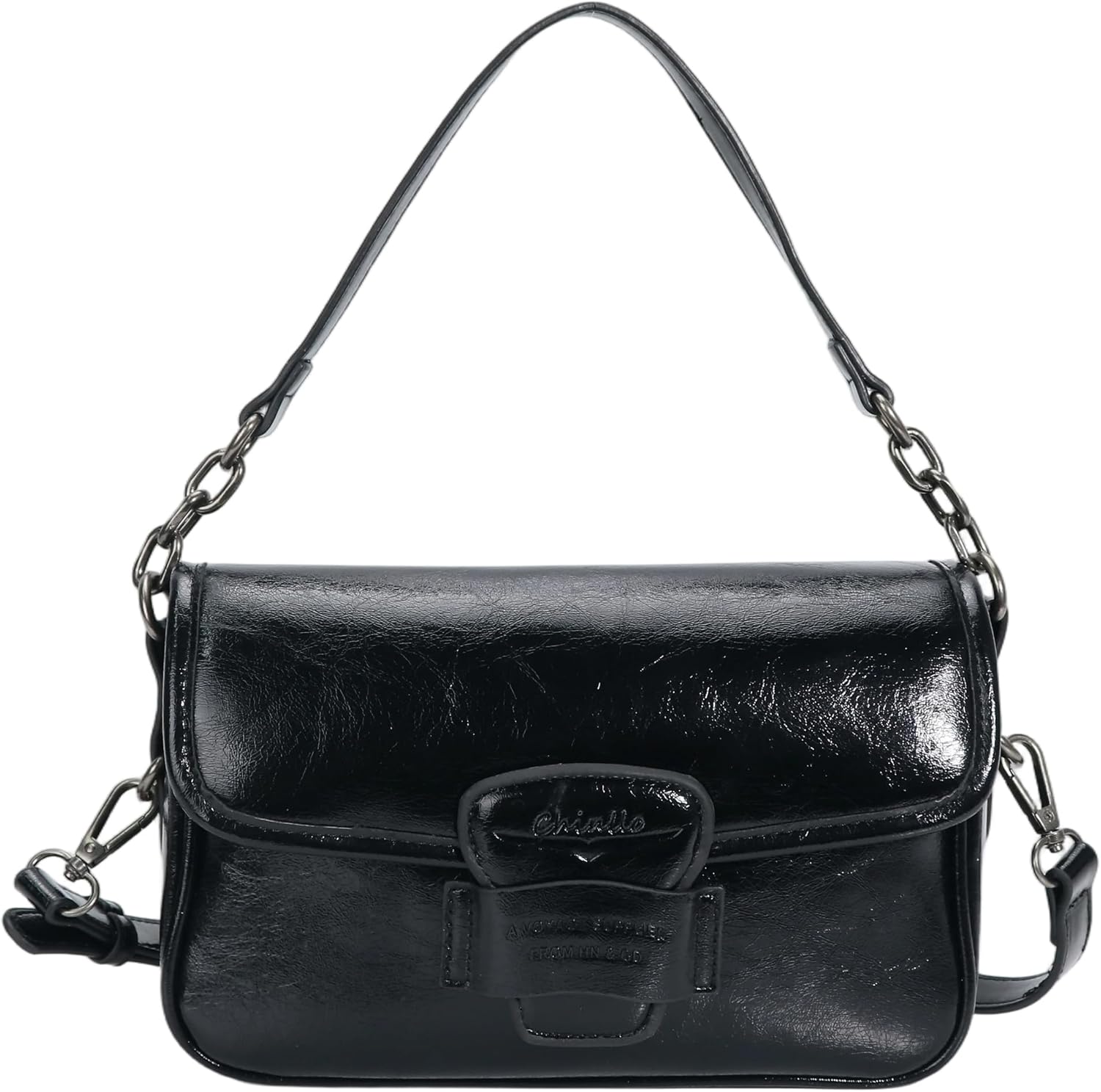 Flap Purse Crossbody Bags for Women, Vegan Leather Handbags with Top Handle and Adjustable Strap - Image 2