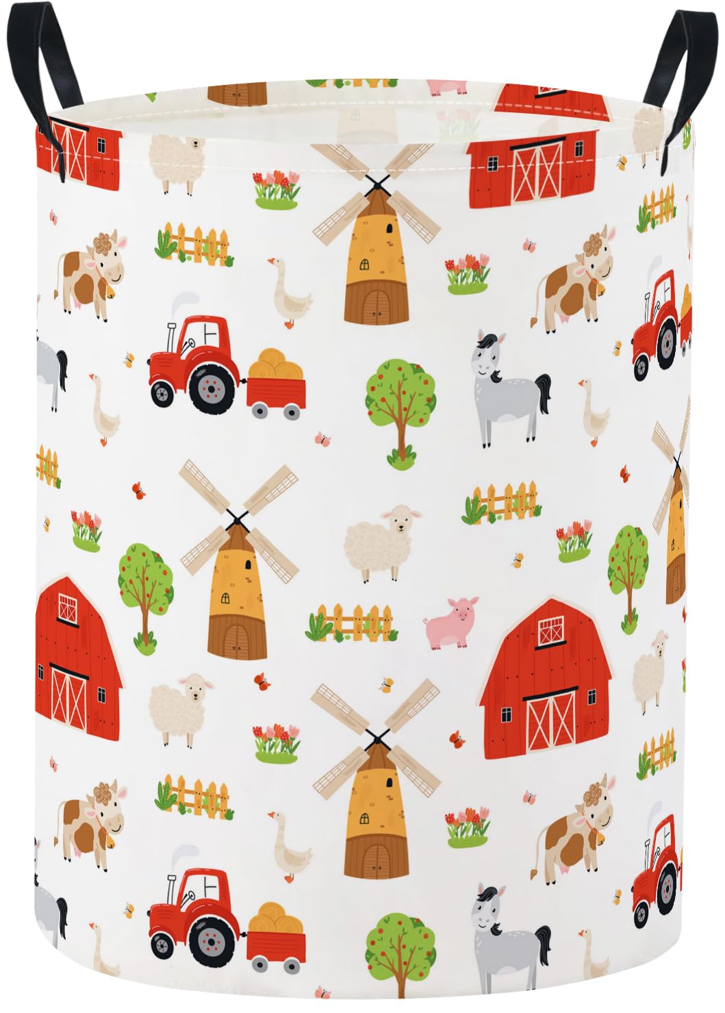 Baby Laundry Basket Baby Nursery Hamper Kids Laundry Basket Toy Storage Bin for Boys Room Decor Gift Baskets for Bedroom Bathroom(Farm)