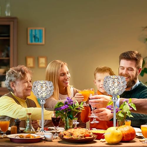 Miniatura 3 de Juego de 2 candelabros de cristal plateado para mesa de comedor, centro de mesa, decoración de mesa para comedor, sala de estar, café, mesa de