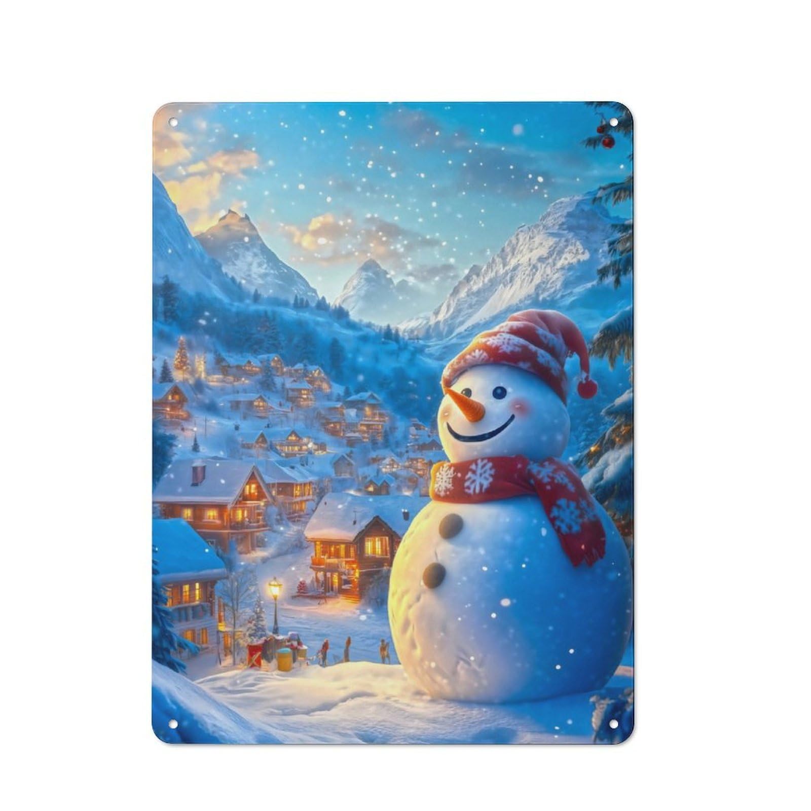 Junmoney Snowman Christmas Metal Wall Art Sign 40X30cm, Retro Vintage Wall Decor For Kitchen, Hallway, Bar Or Small Cafe