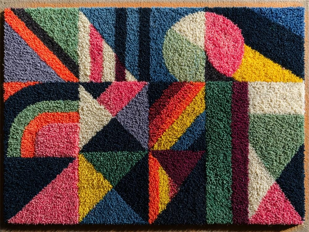 FWRTYCB Latch Hook Rug Kit,Geometric Pattern 20X15Inch